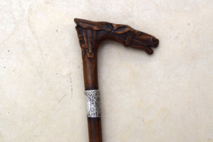 Antique carved wood walking stick