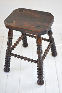 Antique bobbin turned stool 